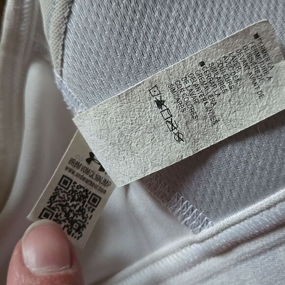 Under Armour UA Sports Bra White Gray Size 34A 34a Small Zip Front Logo Gym Yoga - Picture 11 of 16